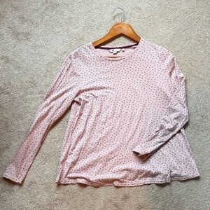 Boden Light Pink Long-Sleeve Tee with Black Polka Dots